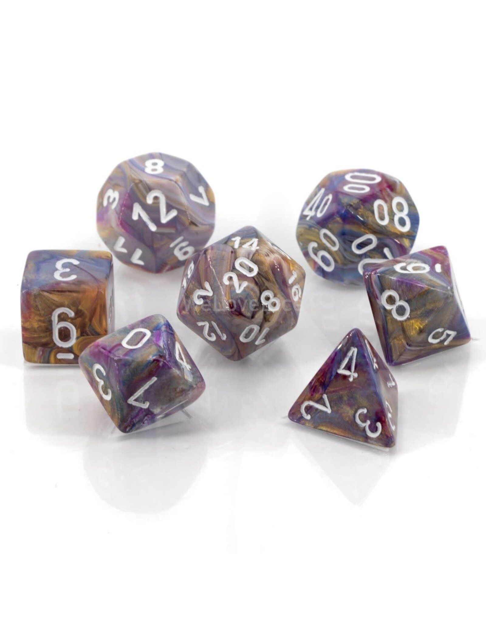 Chessex CHX20440 Festive: Mini-Polyhedral Carousel/white 7-Die Set