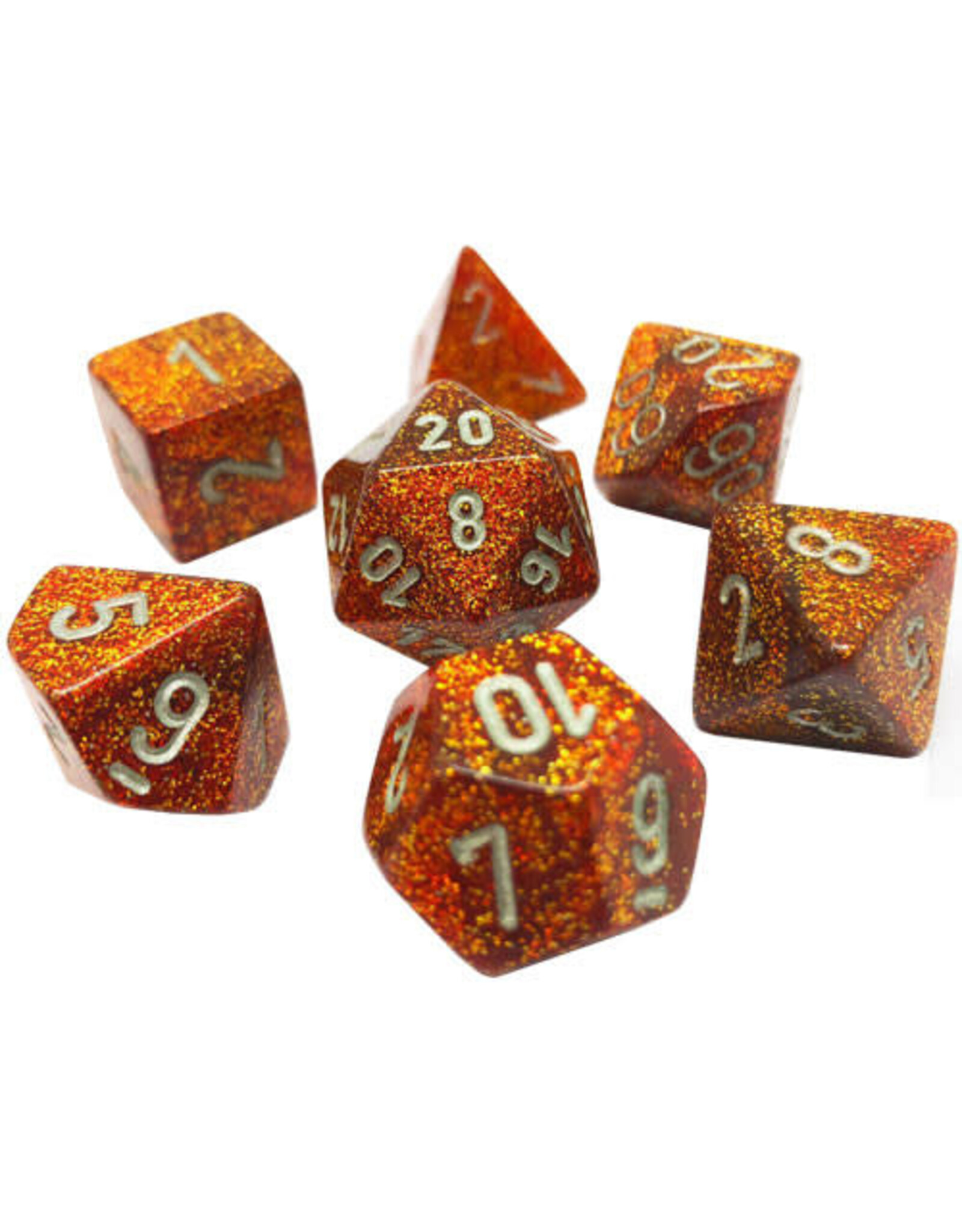 Chessex CHX20503 Glitter: Mini-Polyhedral Gold/silver 7-Die Set