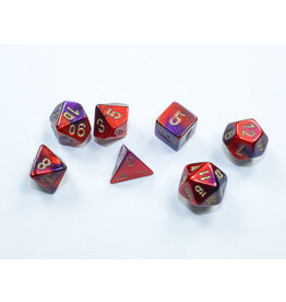Chessex CHX20626 Gemini: Mini-Polyhedral Purple-Red/gold 7-Die Set