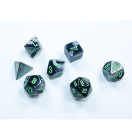 Chessex CHX20645 Gemini: Mini-Polyhedral Black-Grey/green 7-Die Set
