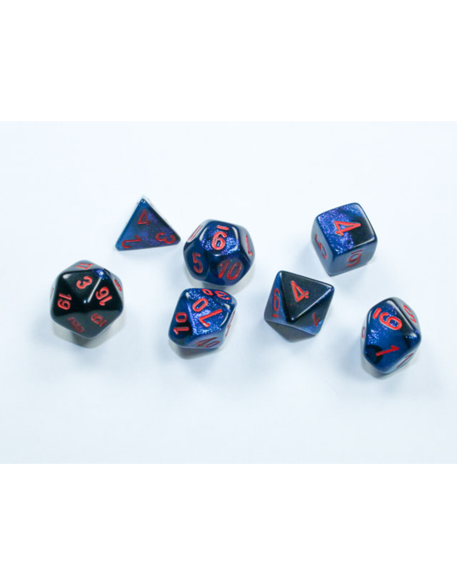 Chessex CHX20658 Gemini: Mini-Polyhedral Black-Starlight/red 7-Die Set