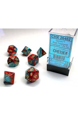Chessex CHX20662 Gemini: Mini-Polyhedral Red-Teal/gold 7-Die Set