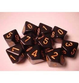 Chessex CHX25228 Opaque: Poly D10 Black/Gold (10)