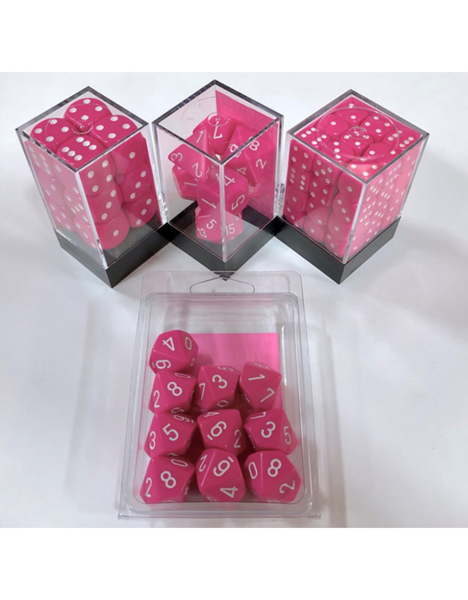 Chessex CHX25244 Opaque: Poly D10 Pink/White (10)