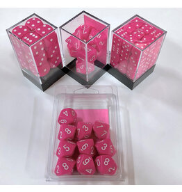 Chessex CHX25244 Opaque: Poly D10 Pink/White (10)