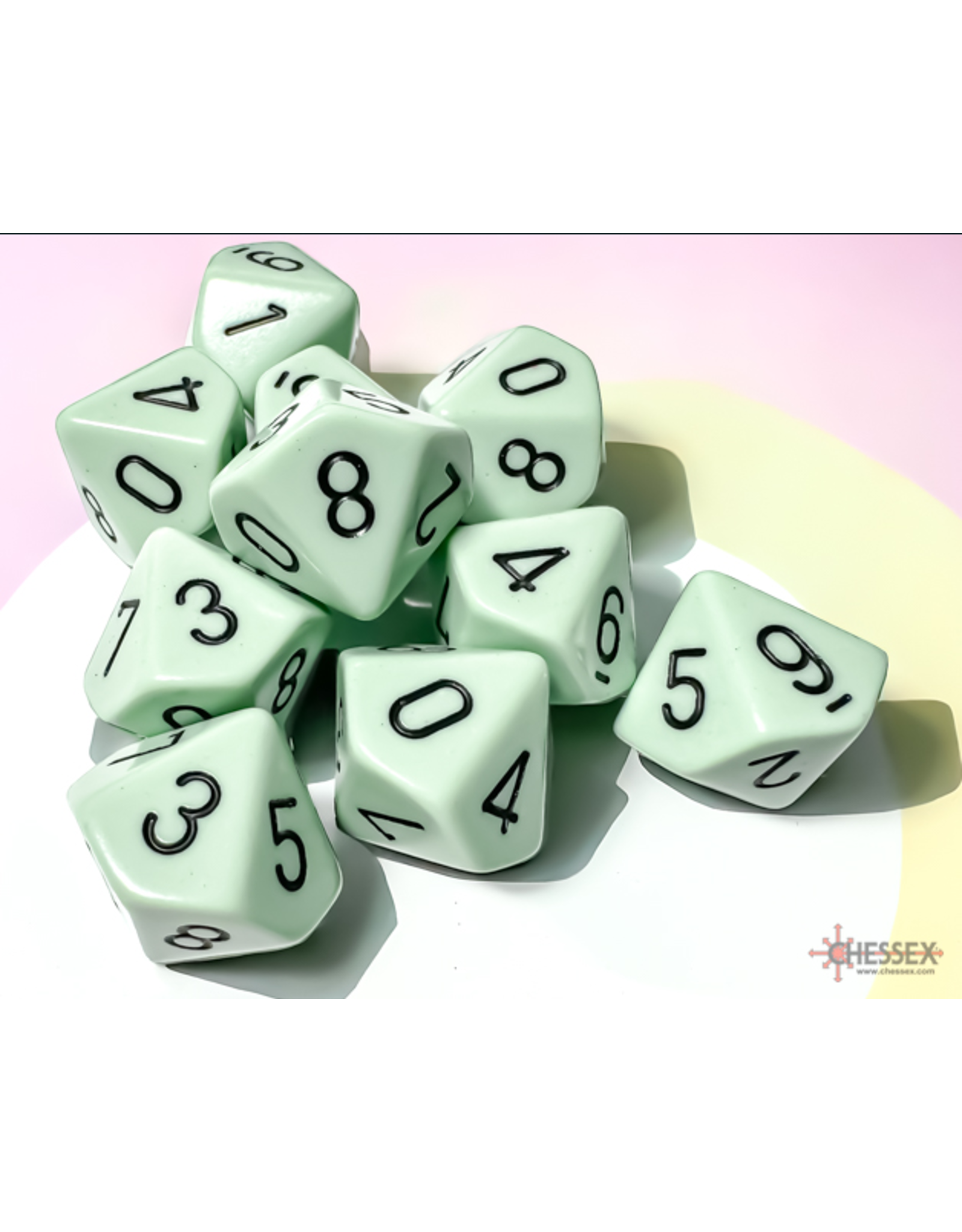 Chessex CHX25265 Opaque Pastel Green/black Set of Ten d10s