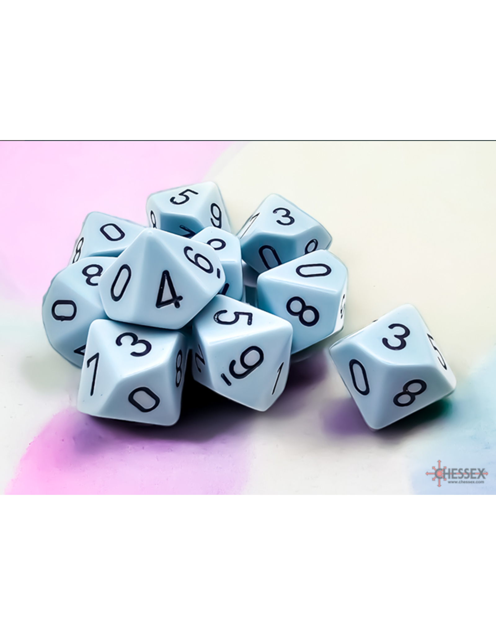 Chessex CHX25266 Opaque Pastel Blue/black Set of Ten d10s
