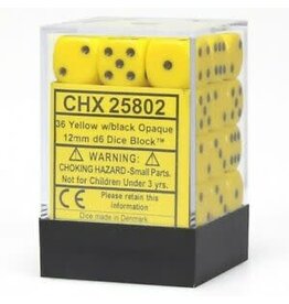 Chessex CHX25802 Opaque: 12mm D6 Yellow/Black (36)