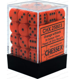 Chessex CHX25803 Opaque: 12mm D6 Orange/Black (36)