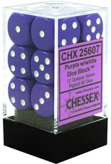 Chessex CHX25607 Opaque: 16mm D6 Purple/White (12)