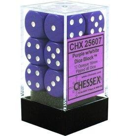 Chessex CHX25607 Opaque: 16mm D6 Purple/White (12)