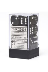 Chessex CHX25608 Opaque: 16mm D6 Black/White (12)