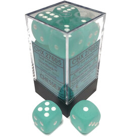 Chessex CHX27605 Frosted: 16mm D6 Teal/White Block (12)