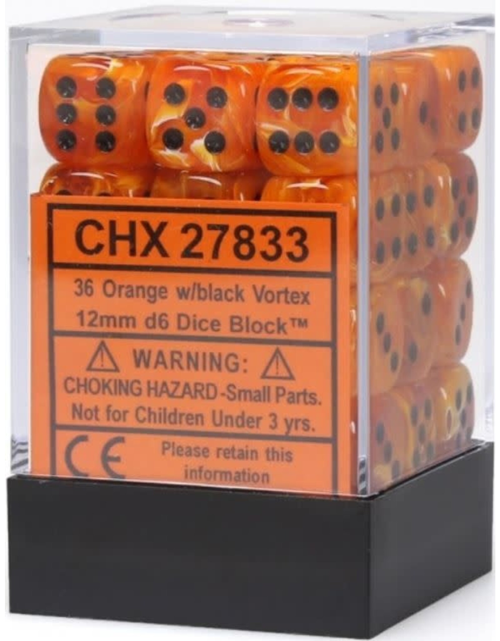Chessex CHX27833 Vortex: 12mm D6 Orange/Black (36)
