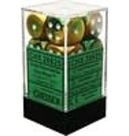 Chessex CHX26625 Gemini: 16mm D6 Gold Green/White (12)
