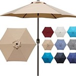 UHINOOS 7.5ft Patio Umbrella Outdoor Table Market Umbrella with Push Button Tilt/Crank,6 Ribs
