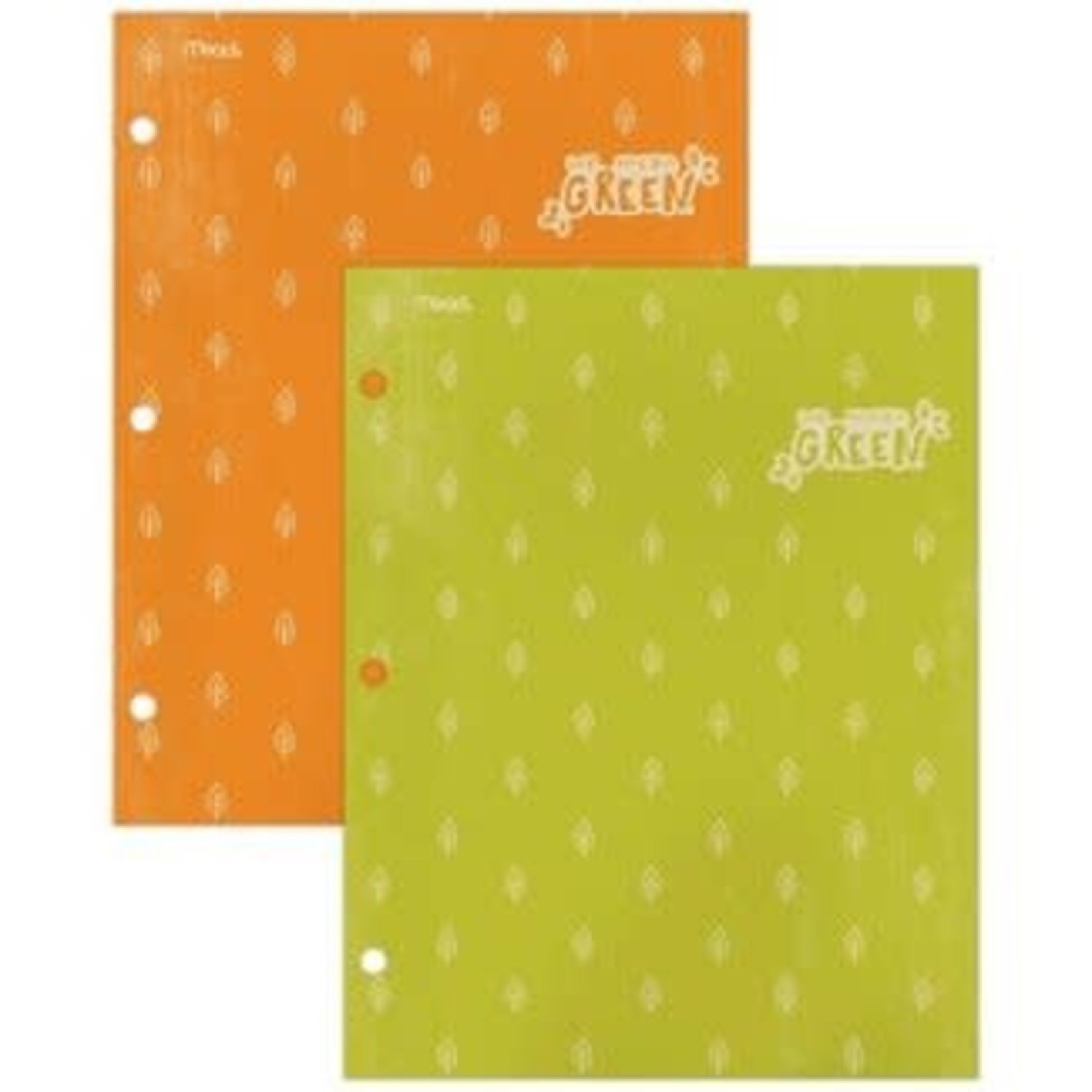 2pk Recycled Portfolios 2 Pocket College Ruled Green and Orange - Mead