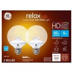 General Electric 60w 2pk Relax Equivalent globe g25 LED HD White