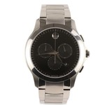 Movado  Silver Masino Stainless Steel Black Dial Chronograph Watch *Grade B* 50.2.14.1354