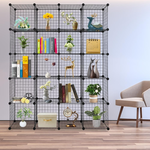 20-Cube Wire Grid Storage Organizer, Wardrobe Bookshelf Black