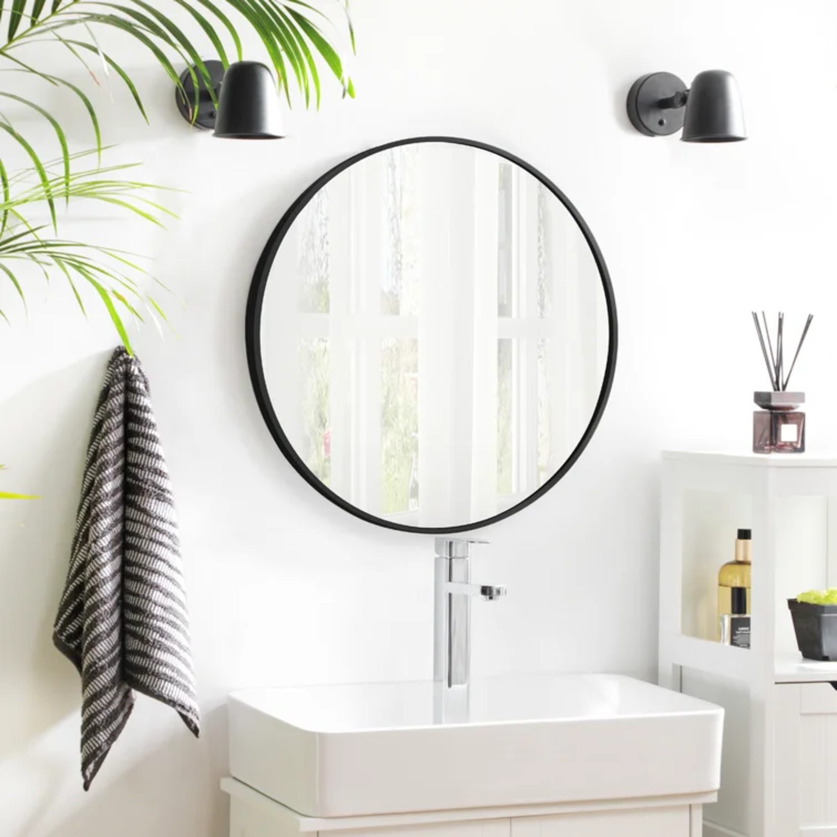 Black Angelrose Bathroom Mirror 30"