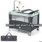 5 in 1 Baby Bedside Sleeper,Convert to Bassinet, Bedside Sleeper, Playpen, Quick Foldable Travel Bassinet Bed, with Toy, Wheels & Brake, Carry Bag