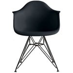 Black Modern Plastic Armchair Dining Chair Black Wire Leg