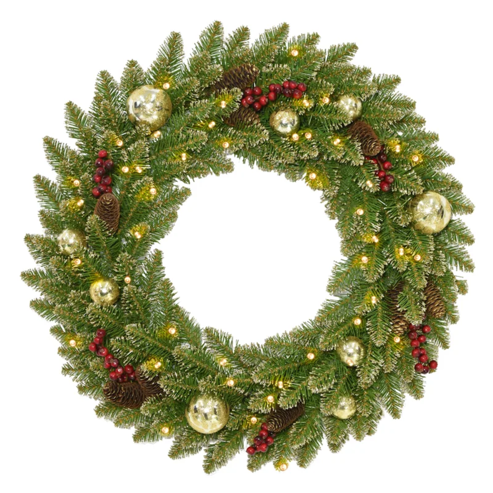 Dunhill Fir Faux Lighted Fir 24'' Wreath ( National Tree Company)