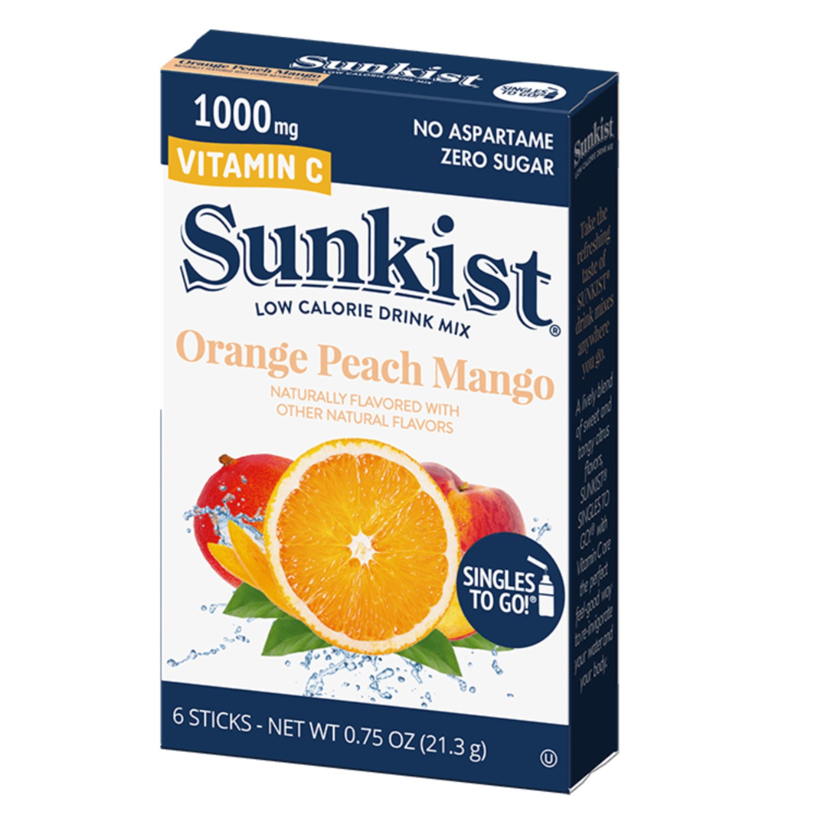 Singles to Go - Sunkist Orange Peach Orange 6 Sticks
