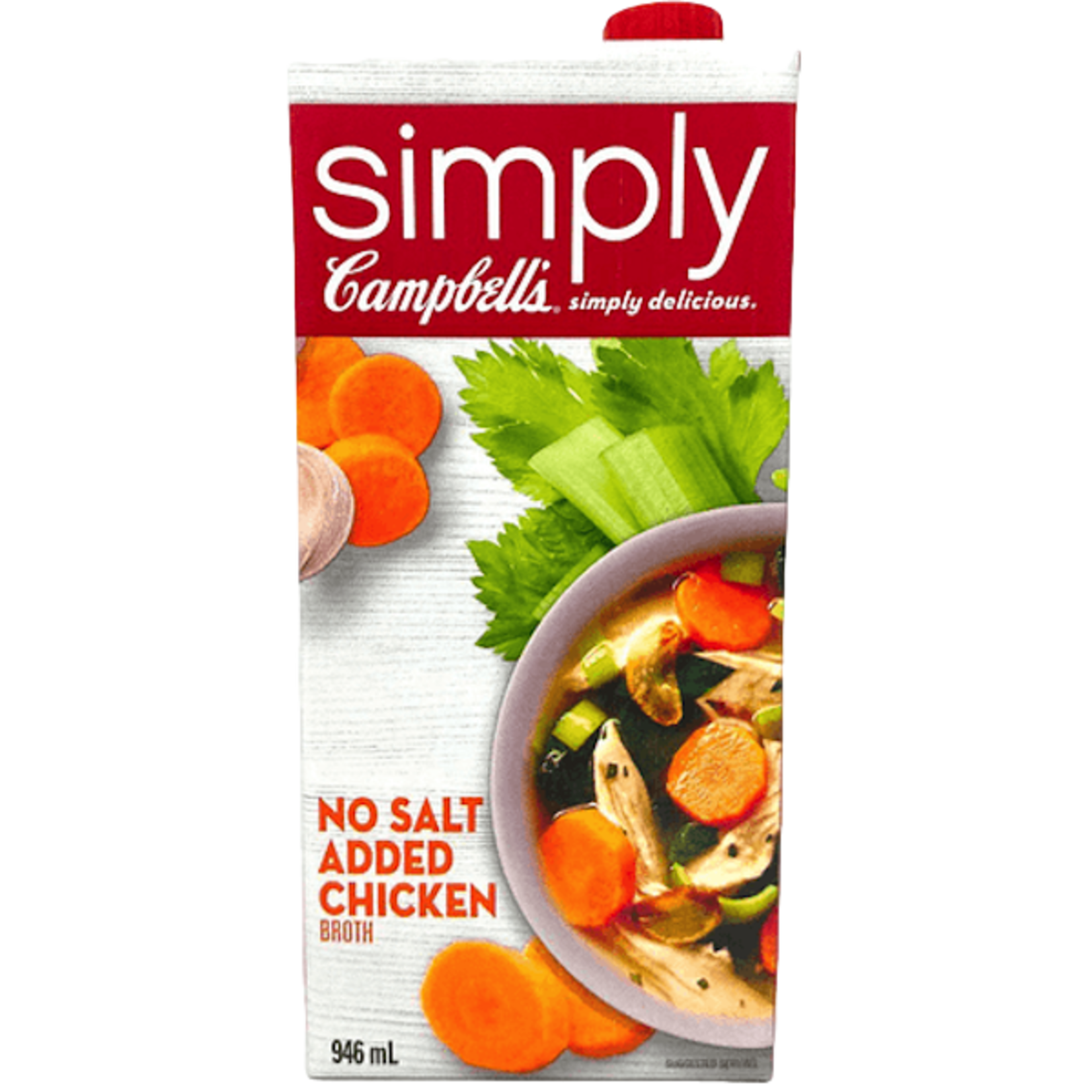 CAMPBELL'S SIMPLY CHICKEN BROTH - NO SALT ADDED 6x946ml