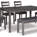 Signature Design by Ashley Bridson Dining Table and Chairs with Bench (Set of 6)