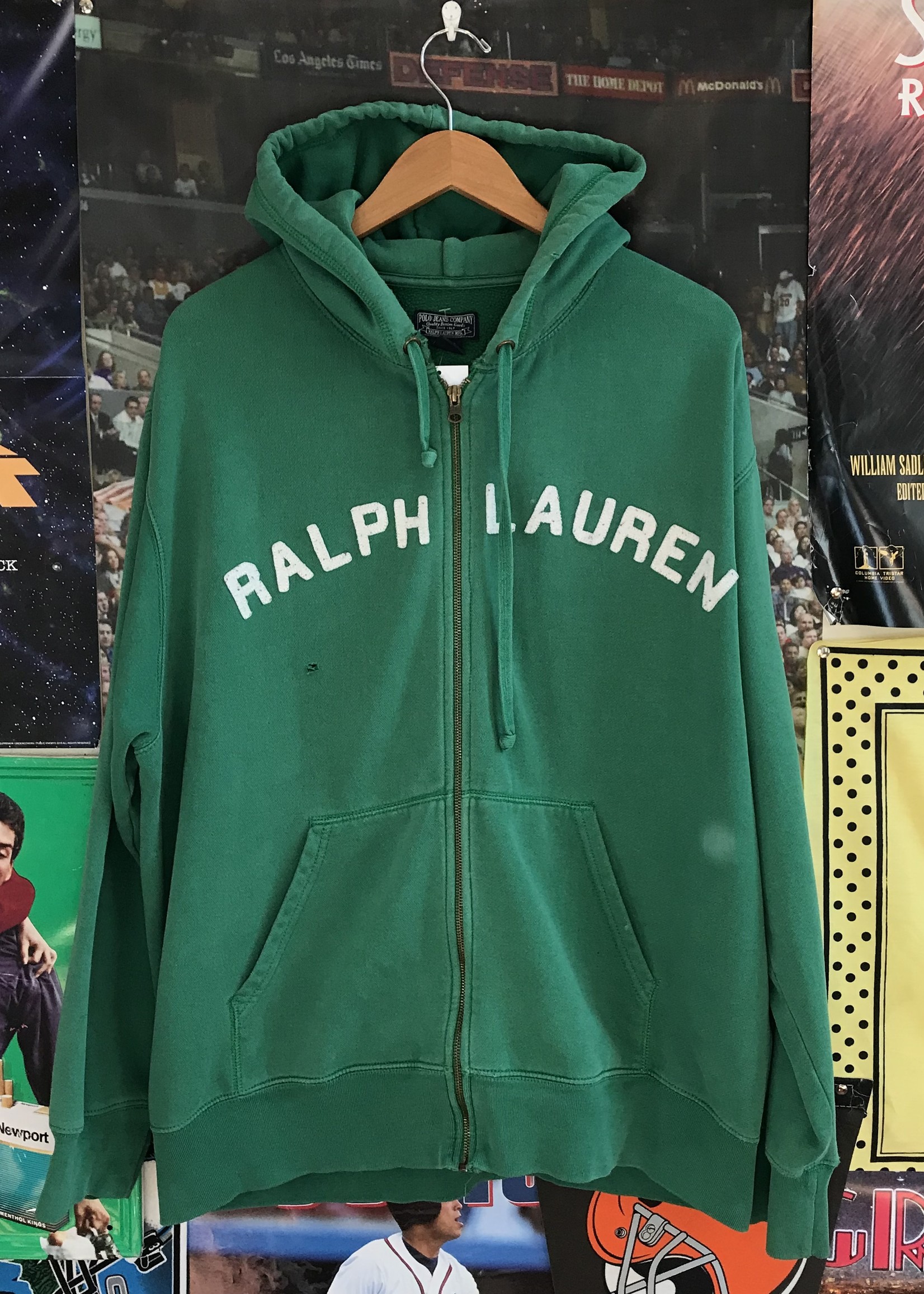 8691	ralph lauren zip up hoodie green sz XL