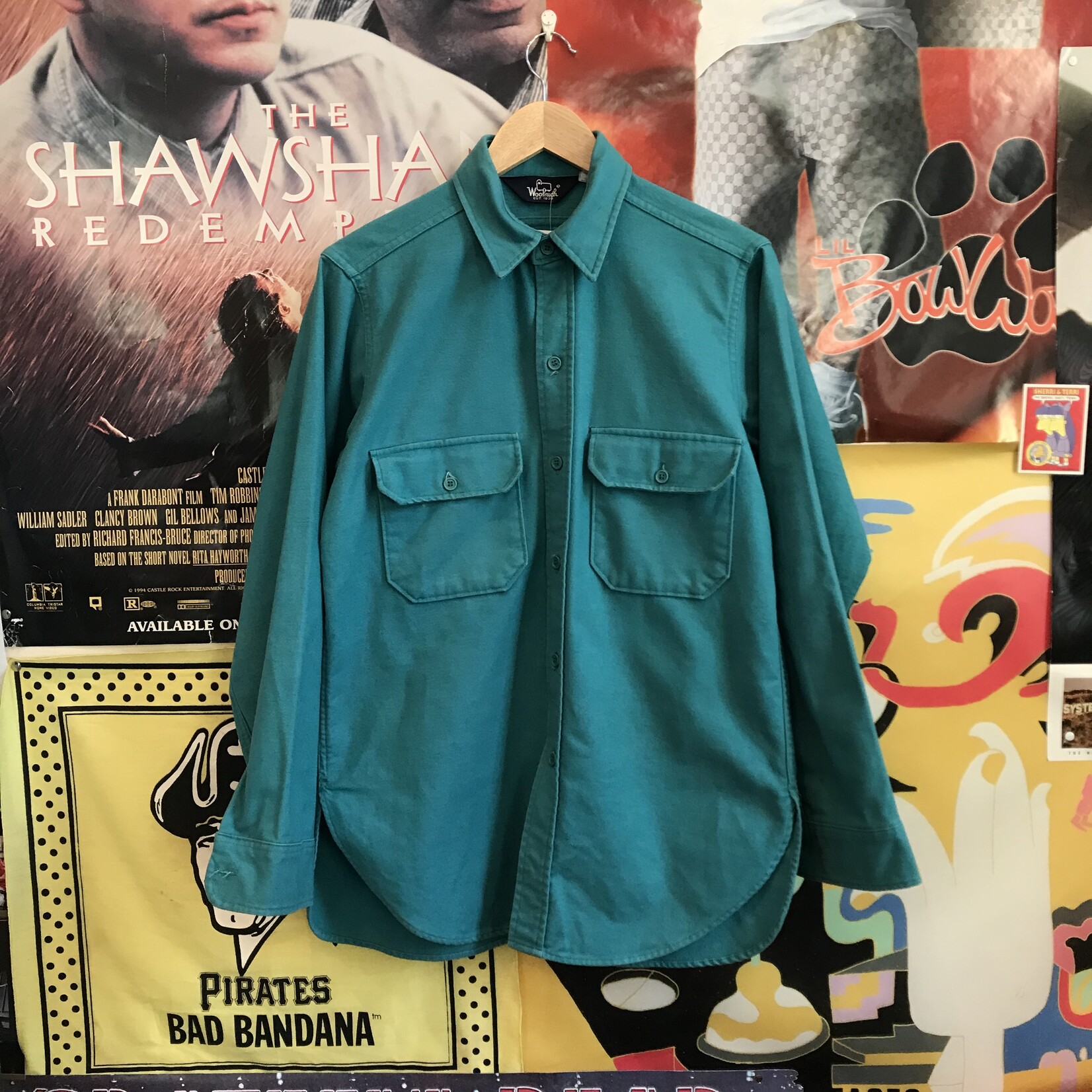 12877	woolrich teal flannel sz. M