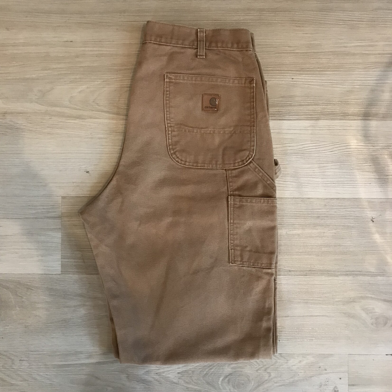 13146	carhartt canvas pants tan sz 36 x 34