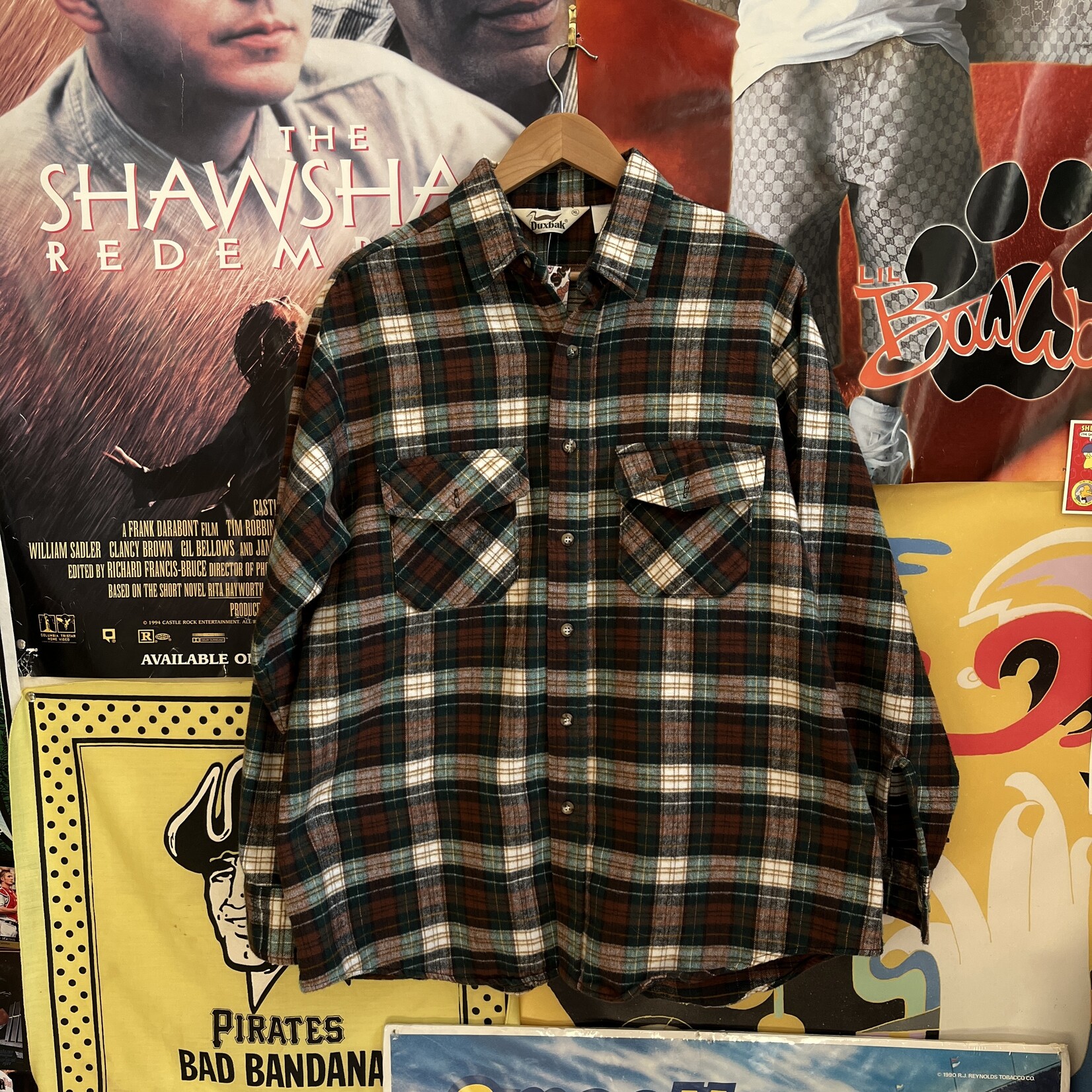 13753	duxbak plaid flannel green/white/brown sz XL