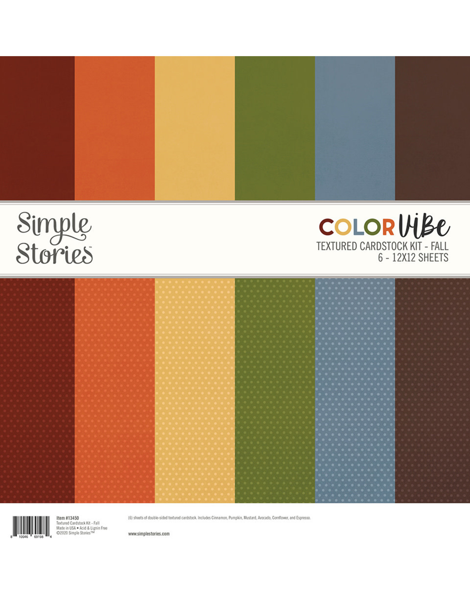 Simple Stories Color Vibe Textured Cardstock Kit -  Fall