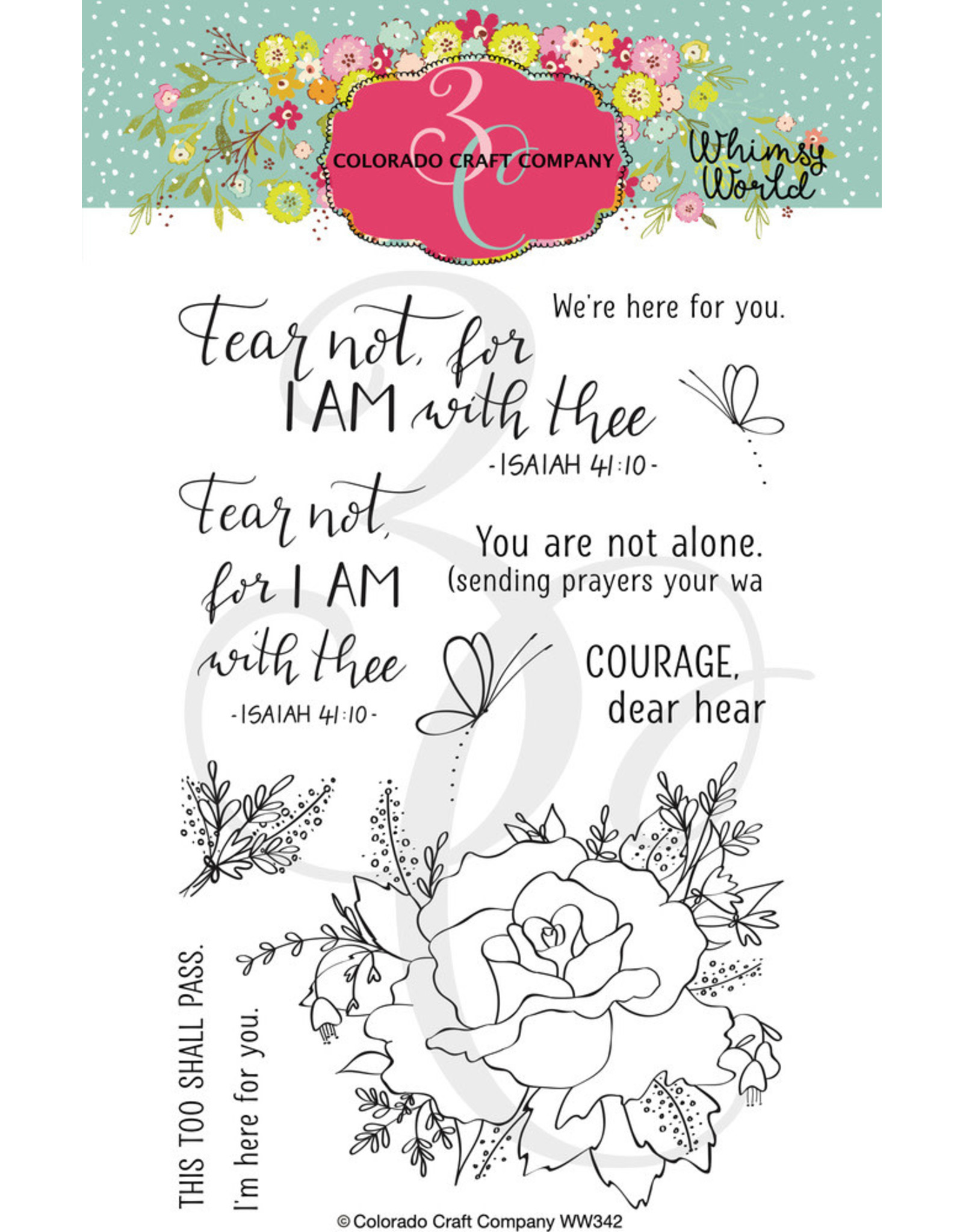 Colorado Craft Company Clear Stamp, Whimsy World - Fear Not Rose