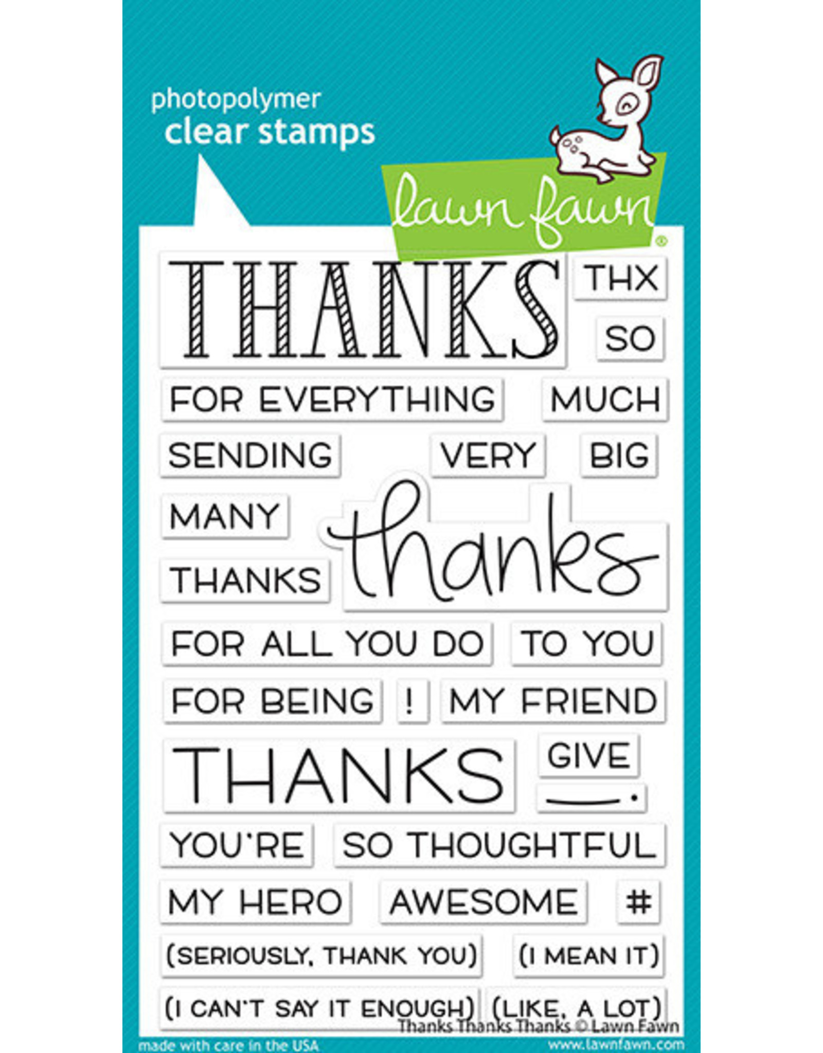 Lawn Fawn Clear Stamp, Thanks Thanks Thanks