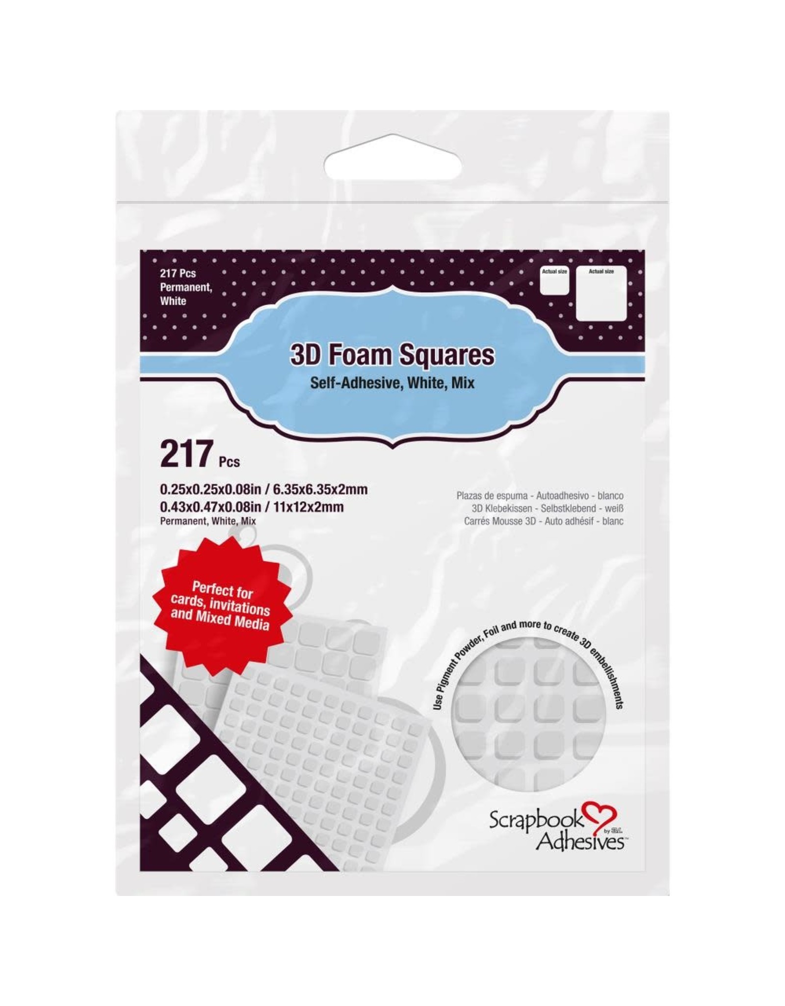Scrapbook Adhesives 3D Foam Square Mix-white