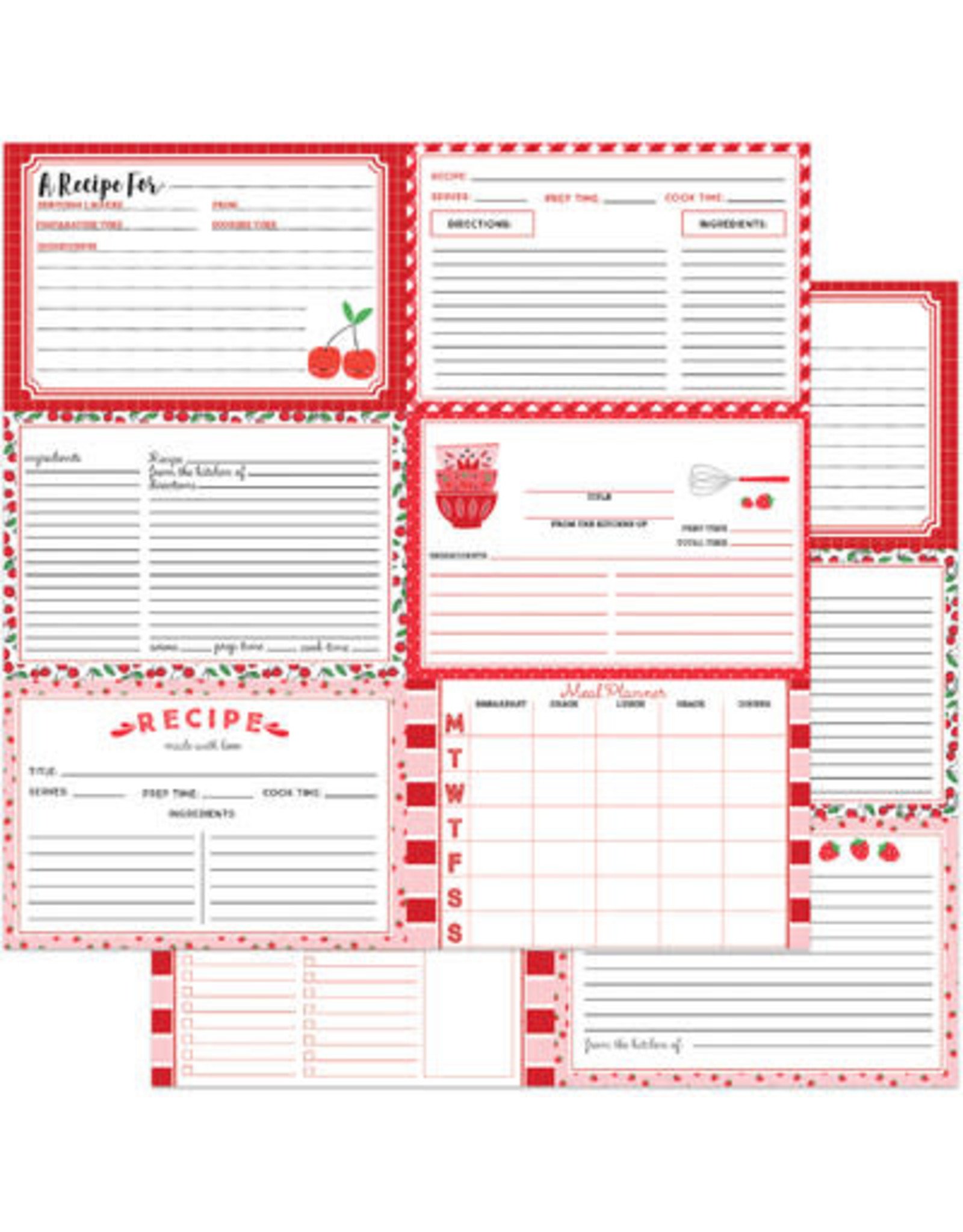 PHOTOPLAY 12X12 Recipe Card Paper, Happy Fruit - Red