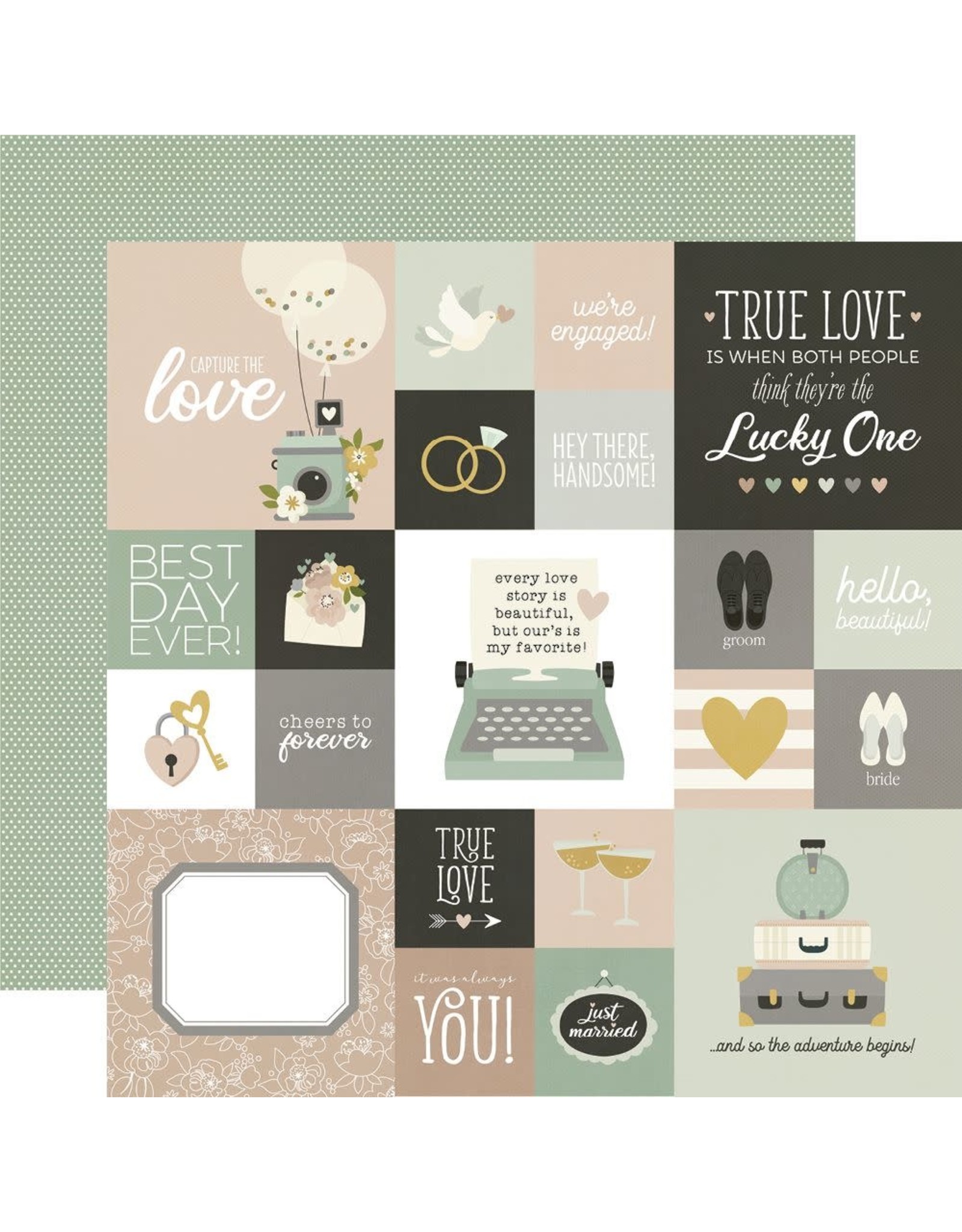 Simple Stories Happily Ever After - 2x2/4x4 Elements Designer Cardstock 12x12