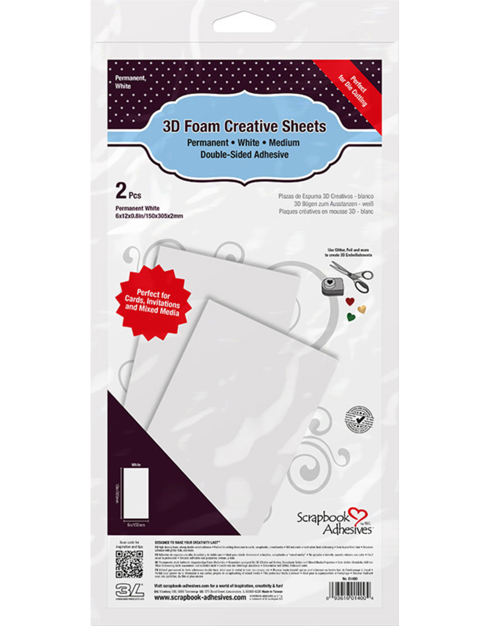 Scrapbook Adhesives 3D Foam Creative Sheets - large white