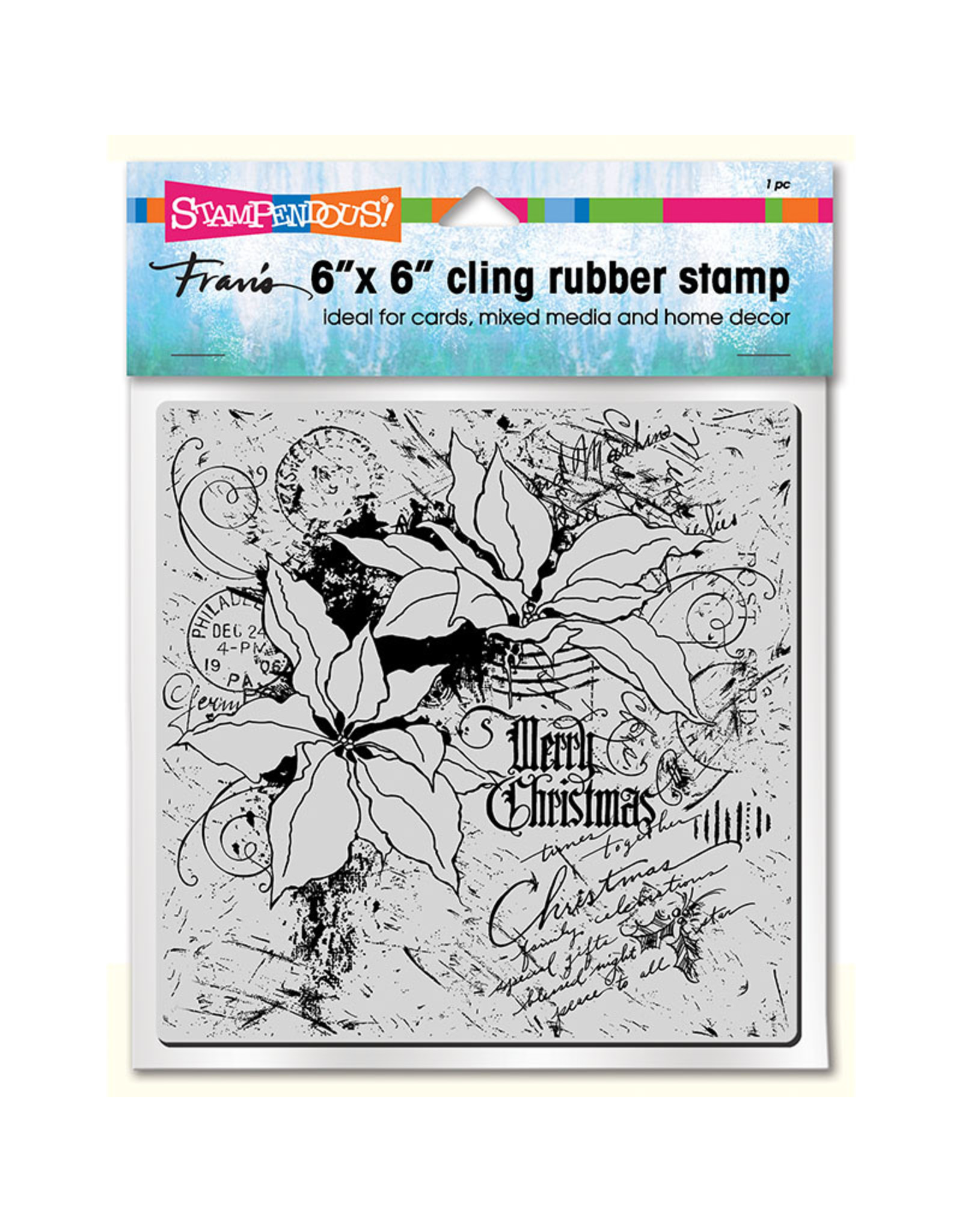 Stampendous Cling Pointsettia Collage Stamp