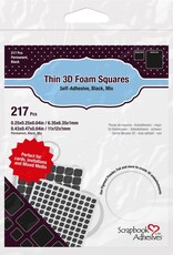 Scrapbook Adhesives 3D Foam Squares THIN - Mix black .25" x .5" X .04"