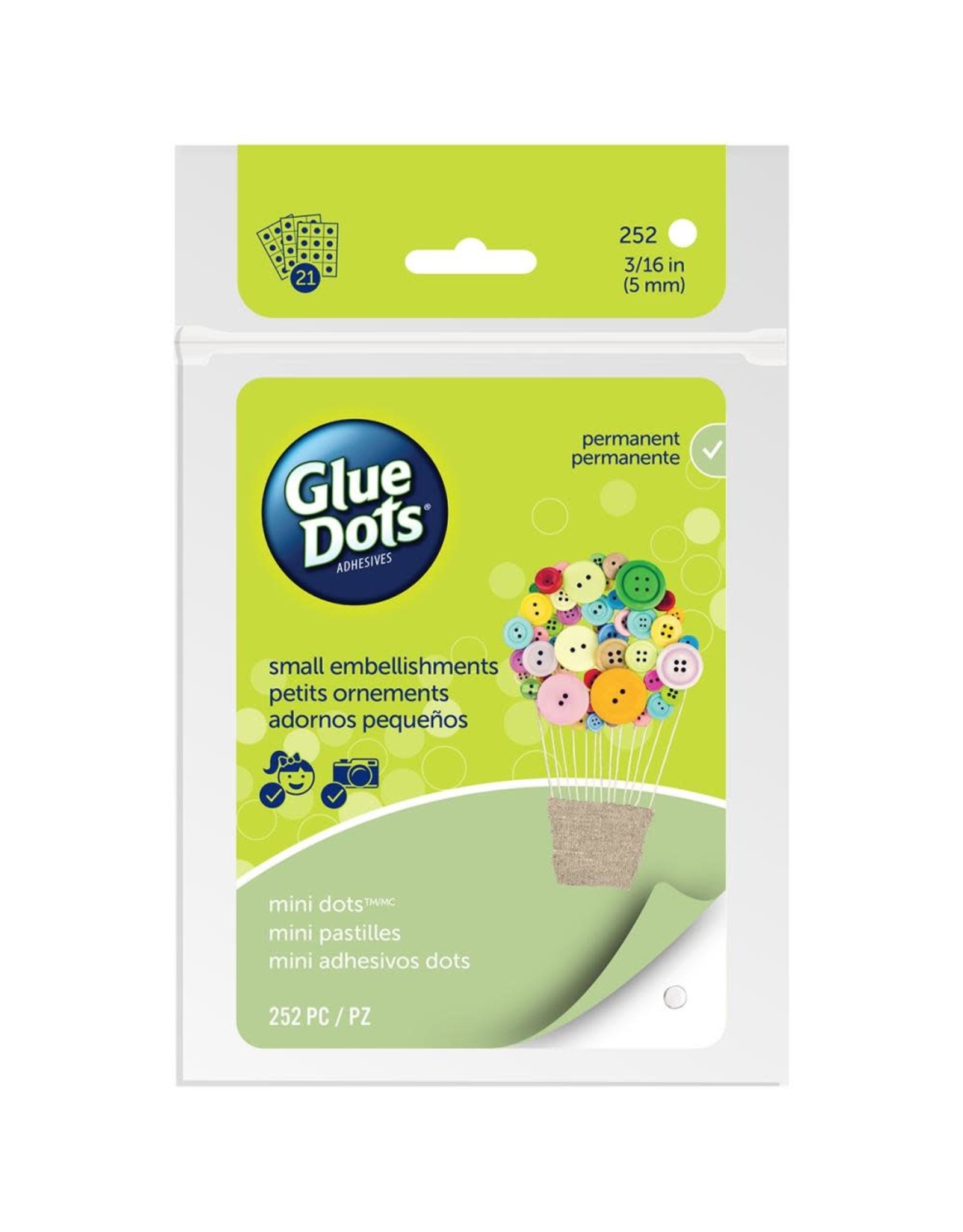 Glue Dots Glue Dots Clear Dot Sheets Mini, 252pc - 21 Sheets