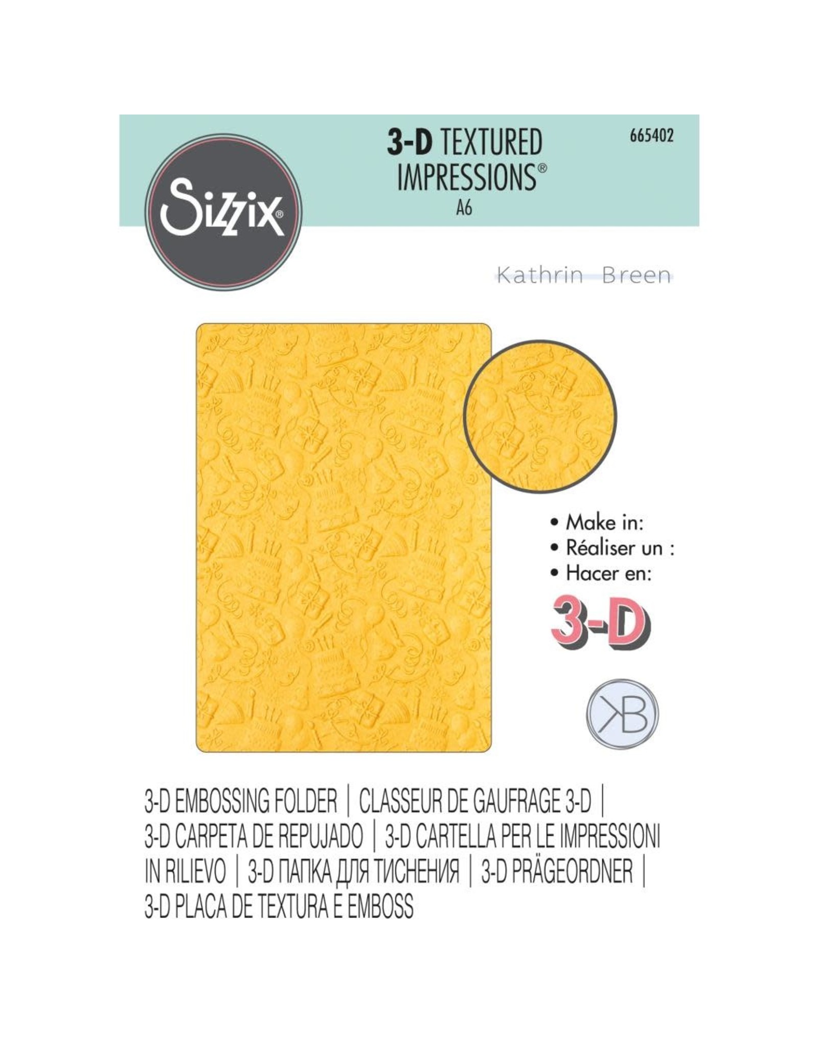 Sizzix 3-D Textured Impressions Embossing Folder Celebrate