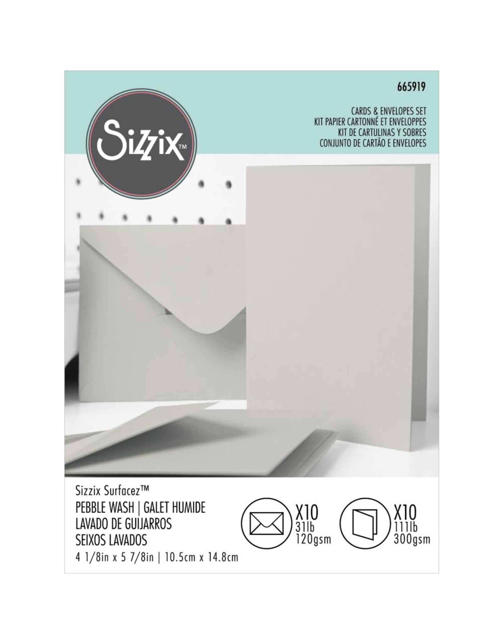 Sizzix Surfacez Cards & Envelopes, A6, Pebble Wash, 10PK