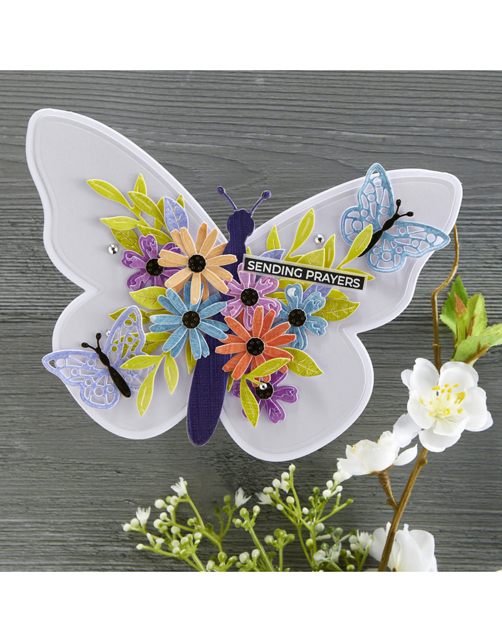 Spellbinders Butterfly Sentiments Clear Stamp Set