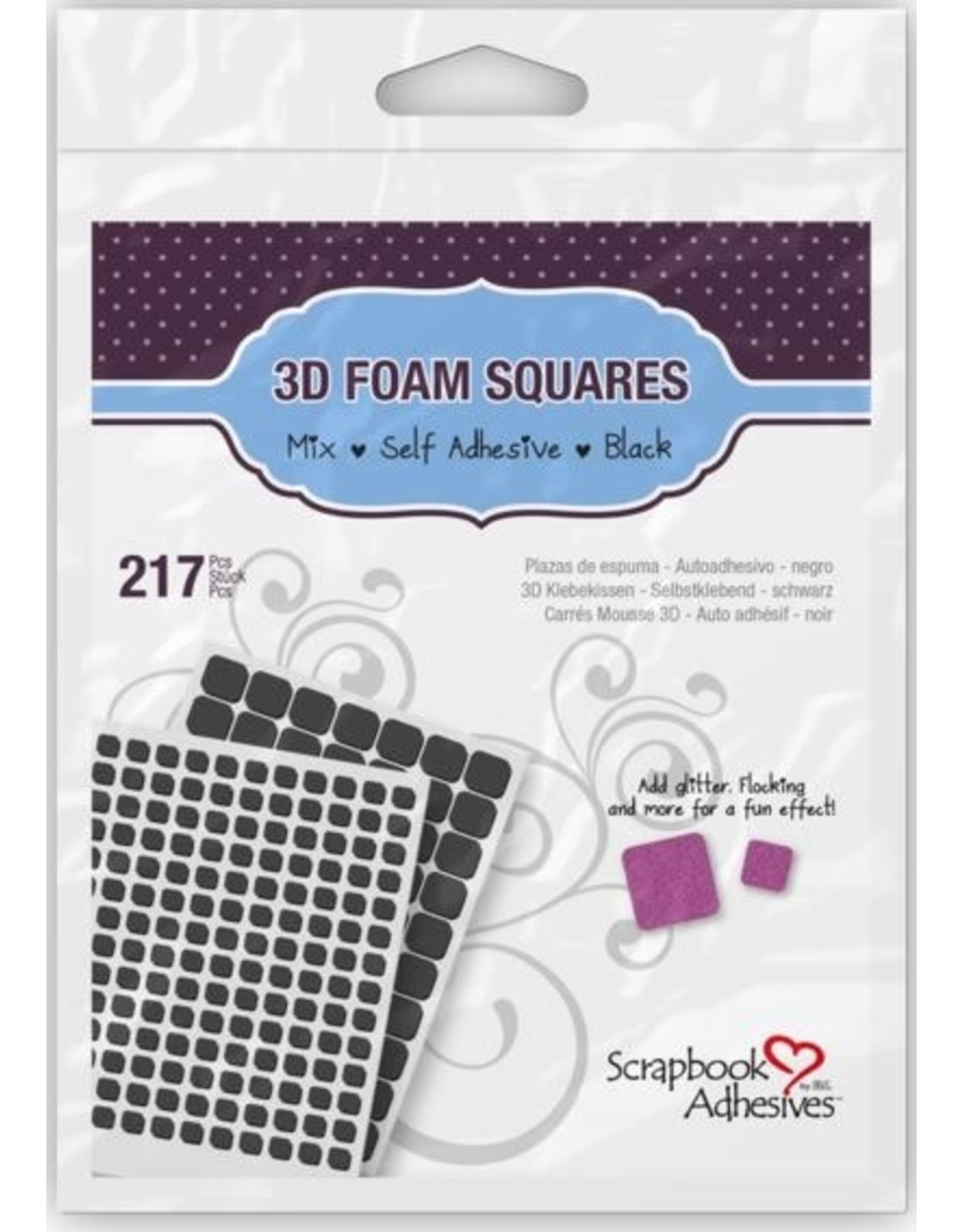 Scrapbook Adhesives 3D Foam Squares Mix- black