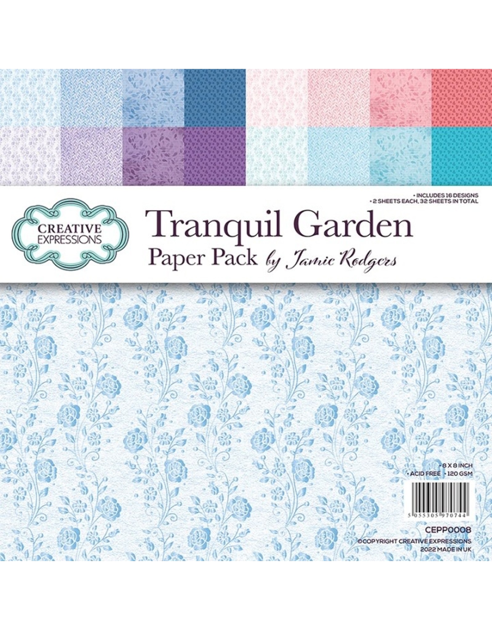 Creative Expressions Tranquil Garden 8 in x 8 in Paper Pack